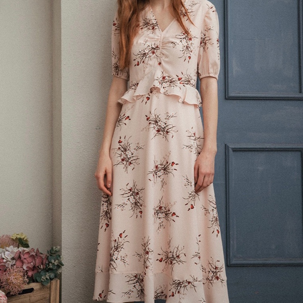 Simple Retro Floral Dress